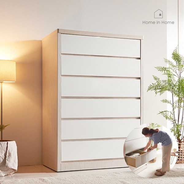 홈인홈 메가 칸칸이 6단 서랍장 1000 CB015, 매트화이트N