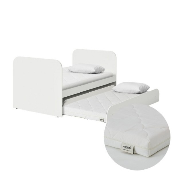  한샘 샘키즈 슬라이딩침대 SS_풋보드형+샘키즈 오가닉양면 토퍼 SS 2개, 라이트메이플(B) 