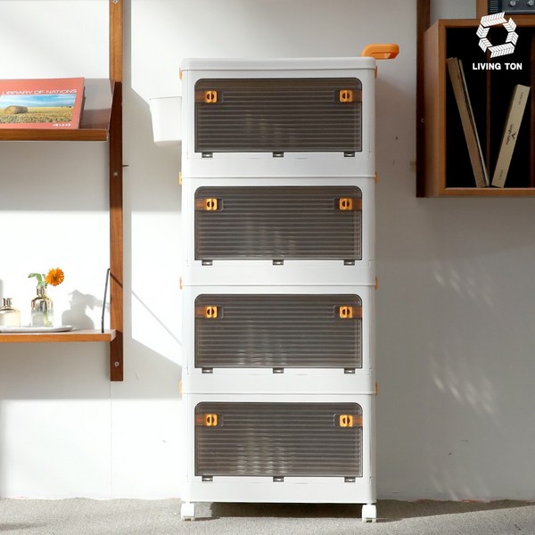 리빙톤 360 트롤리 수납장 풀오픈 다용도 폴딩수납장 접이식 수납박스 리빙박스