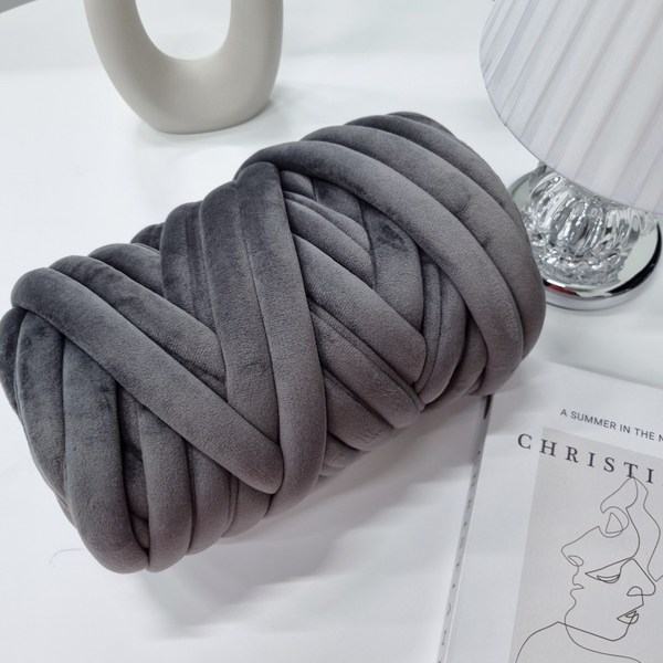  헬로우하비 벨벳 자이언트얀 빅얀 루피망고실 왕모찌실 가방 DIY 핑거니팅 1kg 34색상 벨벳얀, 벨벳 다크그레이, 1개 