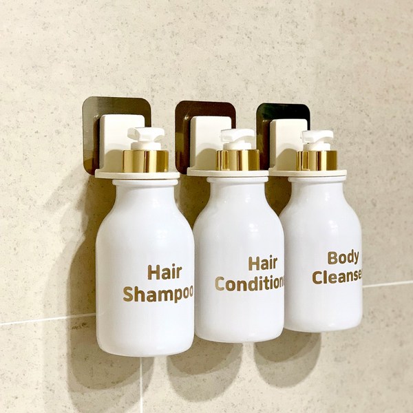  클라씨 욕실 샴푸 린스 디스펜서 공병 호텔 펌핑 빈 용기 통 + 라벨, 7. 브라운 실버 500ml, 1. 볼드 폰트, 1. HAIR SHAMPOO 