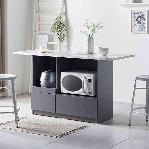  해피아이 매티 1200 1600 아일랜드식탁 홈바, 마블 그레이 