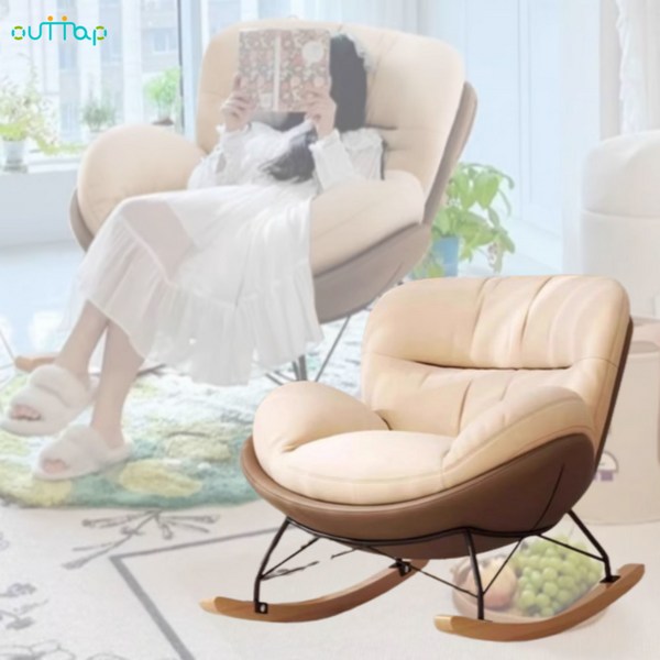 shichi 흔들거리는 북유럽 안락의자 수유 무중력 독서 1인 체어 독서 눕는 쇼파, 1개, 1. 오프화이트