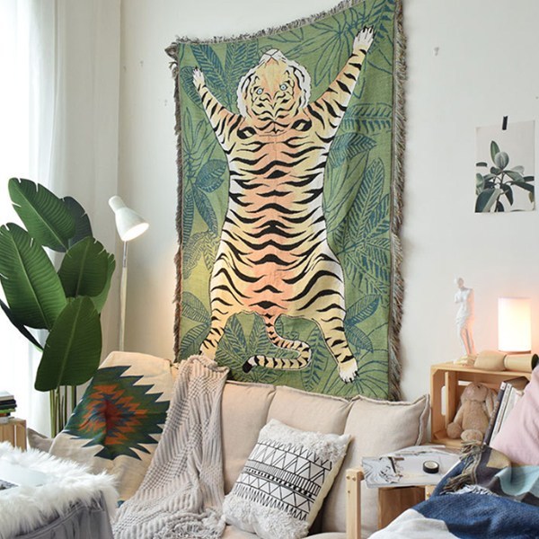 애니멀 프린팅 인테리어소품 순면 호랑이러그 대형 호랑이담요 면100%