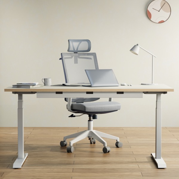 루나랩 모션데스크 높이조절책상 스탠딩 듀얼모터 엣지형 1200, 화이트 우드 엣지, 블랙, 1500mm (택배발송)