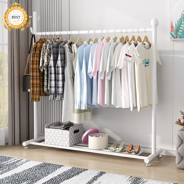 히티야 튼튼한 고급 행거 이동식 행거 스탠드옷걸이 + 바퀴 4p, 아이보리 행거