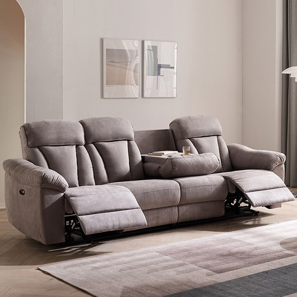 [삼익가구]크루즈 아쿠아텍스 4인용 전동 리클라이너 소파(양방향), 라이트그레이