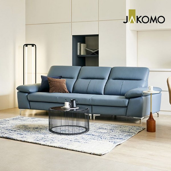 자코모 [신세계 상품권 3만원] 대디 3.5인 천연면피 소가죽 소파, 미스티블루