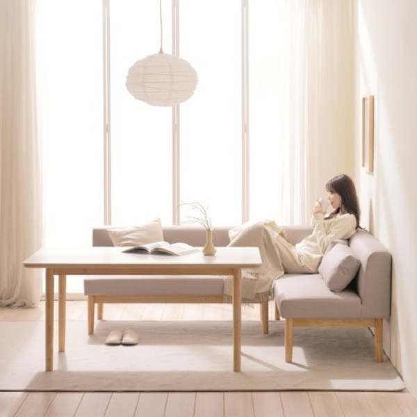  (한샘몰pick) 보니애 밀리아 낮은 세라믹 식탁 세트 (코너라운지형_기본의자제외), 코너라운지 좌형 5855(A) 