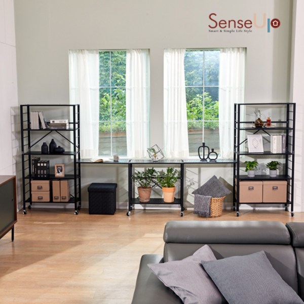 [본사직배송][센스업] 모듈형 폴딩선반 5단+5단 세트 (블랙/화이트 택1), 화이트, 1세트