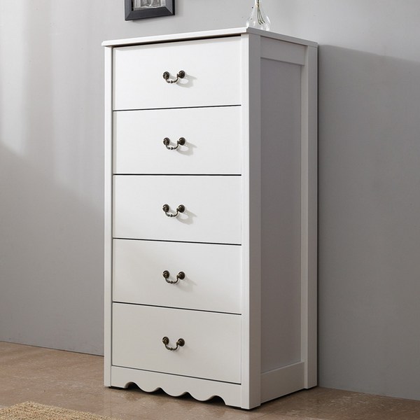  장인가구 데니스 600 5단 서랍장, 화이트 