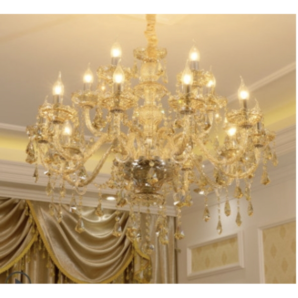 북유럽 크리스탈 샹들리에 조명 카페 레스토랑 대형 펜던트 식탁 조명, 6구, 전구색(노란빛)