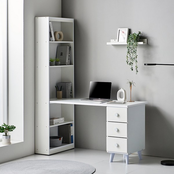 동서가구 이즈 줄리아 1200 책장형 서랍 책상, 화이트