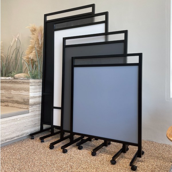 카드레 바퀴 파티션 사무실 이동식 칸막이 철제 인테리어 가벽 공간분리 바퀴 가림막, 와이드1-높이120cm-라이트그레이, 일반형