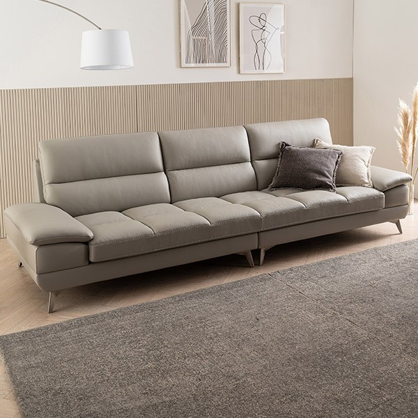 [삼익가구] 오스틴 천연면피 통가죽 4인 4인용 소파 쇼파 프리미엄 가죽 천연가죽, 01.스툴제외, 라이트그레이