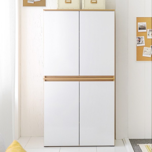 모크 대형 키큰 와이드 신발장 800 아파트 현관장 사무실 카페 선반 수납장, 아카시아화이트