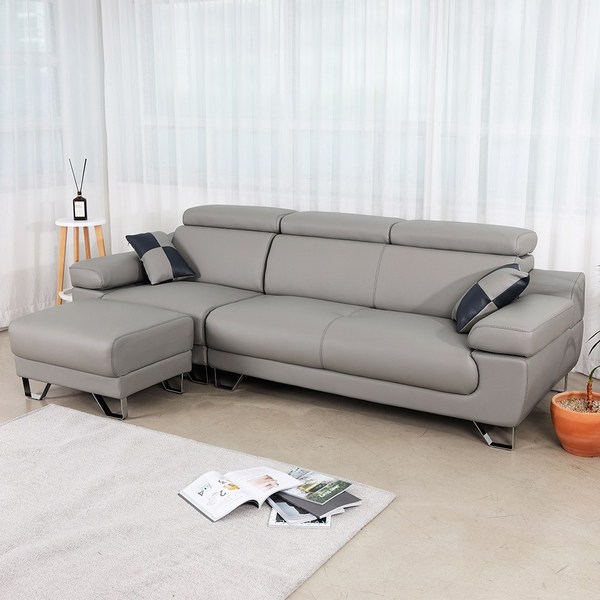  릴리 4인 가죽소파 (전국배송 제주도배송), 미포함, 머드그레이 