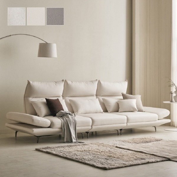 (한샘몰pick) 폴로까사 듀레스트 와이드 맞춤조절 스윙 가죽 패브릭 소파 4인용, 패브릭_오프화이트(C)