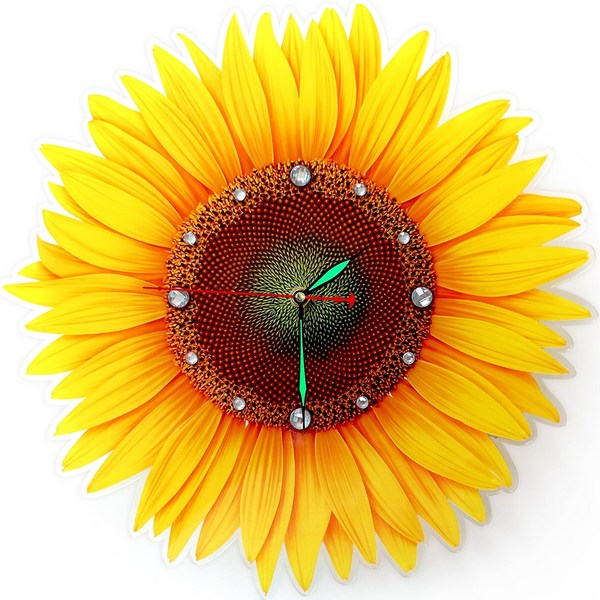 큰 해바라기(43*43cm) 큐빅 아크릴 무소음 벽시계 / 거실 카페 가게 집들이 사무실 개업 센스있는 선물 고급 인테리어 금전복, 1. 초록 큰 바늘