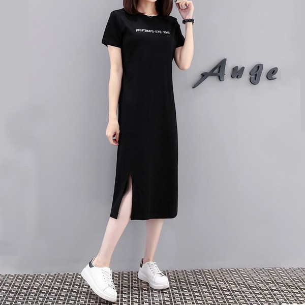 베씨 여성 빅사이즈 ETE-2019 반팔 옆트임 롱원피스