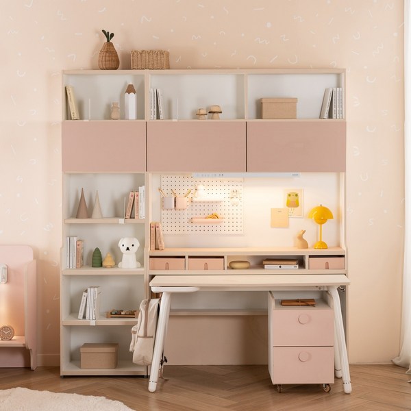 리바트 코이 1200 6단 이동식 책상세트 플랩도어형, 라일락