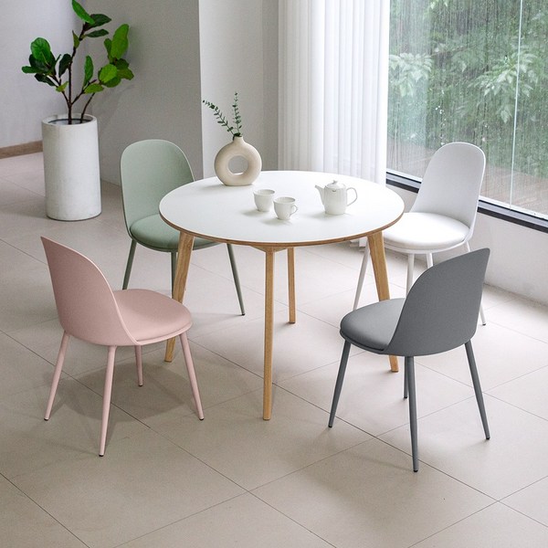 크림우드 1000 원형 마카롱 4인 주방 식탁 세트, 옐로우, 선택:옐로우