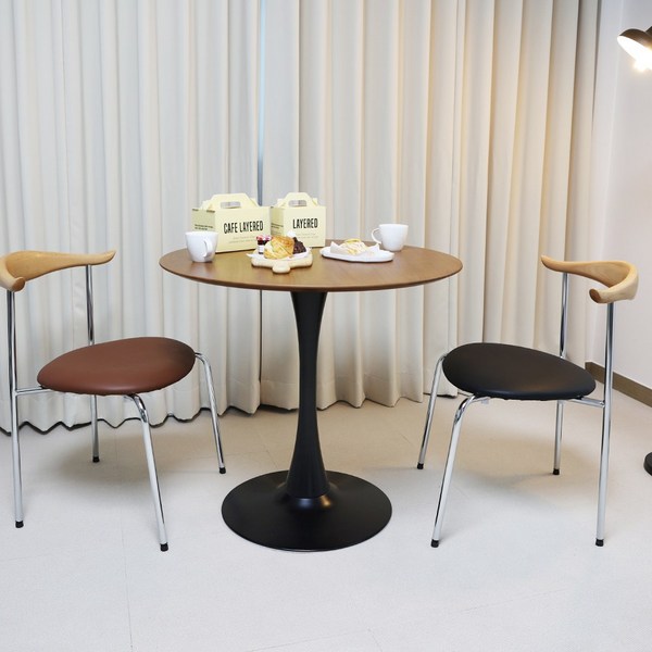 포네라 카우 체어 카페 미드센추리 디자인 식탁 의자, 브라운, 1개