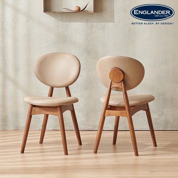 잉글랜더 듀이 고무나무 원목 식탁의자 2EA, 월넛, 베이지 2EA