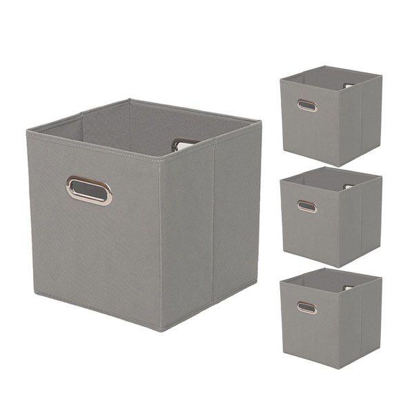 접이식 수납 정리함 선반 책장 장난감 바구니, 4개, 그레이