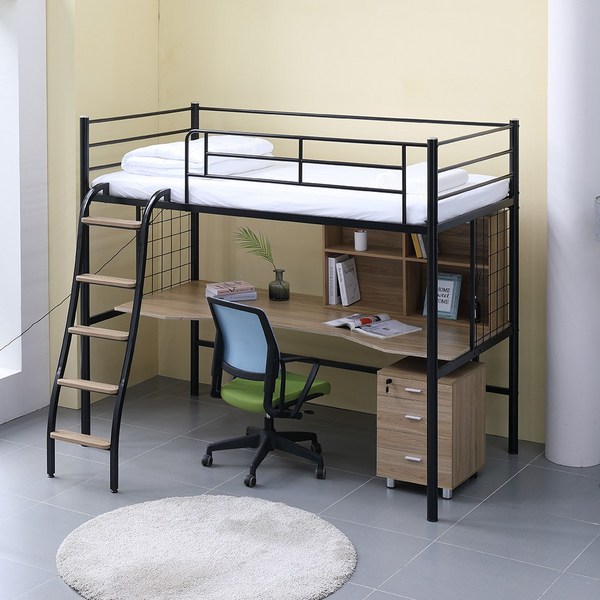 침대프레임 국내산 수퍼싱글 철제 책상 글로리아 SS 블랙 화이트 퍼니엘