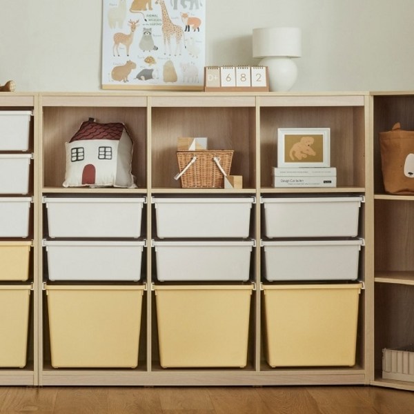  한샘 샘키즈 1단 수납책장 1305 크림옐로우, (몸통)라이트메이플/(박스)화이트/옐로우(B) 