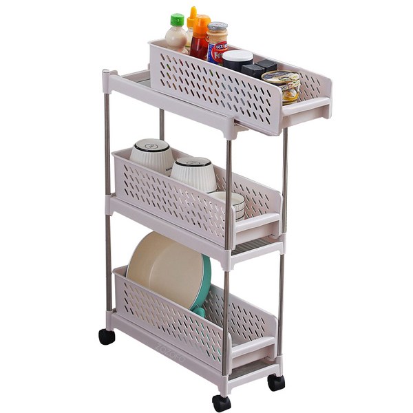 ZOZOFO 슬림 틈새 서랍장 이동식 틈새 선반 4단 3단 2단