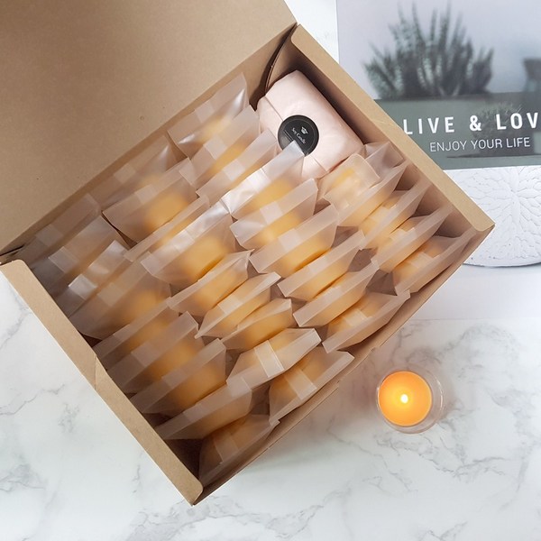 에이치스가든 밀랍티라이트+티라이트홀더 세트 개별포장 선물박스, 30개, 15g