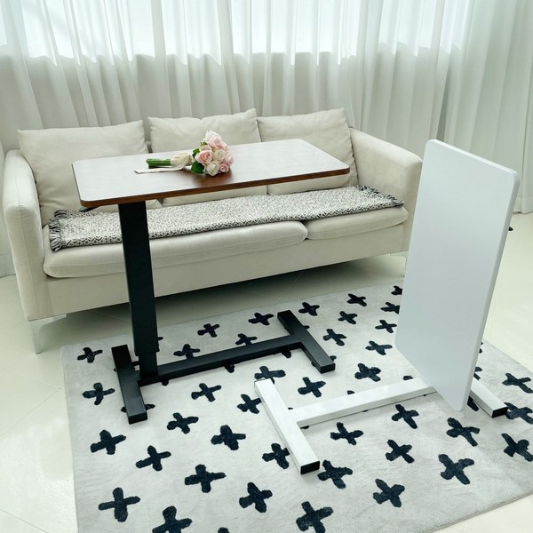  퓨어네스 높이조절 접이식 사이드테이블 이동식 소파 테이블 침대 테이블 800, 퓨어블랙&월넛 