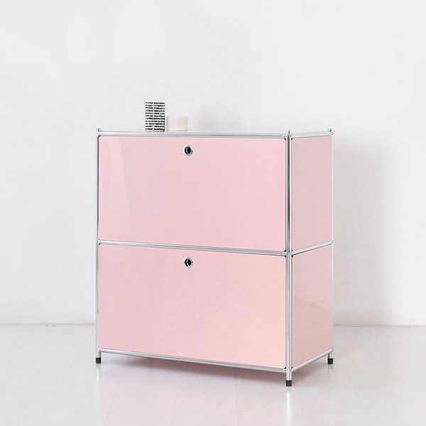  마켓비 SIMPLIE 2단 수납장 BC016, 핑크 9483.4501 