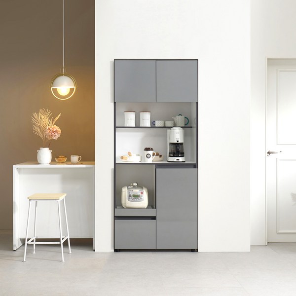빌트인 홈카페 주방수납장 800 렌지대 김치냉장고 오브제 비스포크 틈새장 홈카페장, 그레이, 그레이