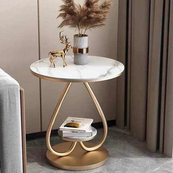 남쪽나무 대리석 간이테이블 거실 사이드테이블 50X55X30CM, 골드