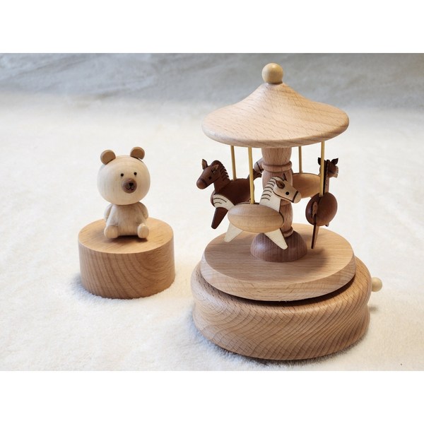 레트로 우드 오르골 뮤직박스, 회전목마