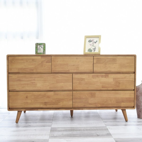  이즈네이처 로즈 원목 와이드 서랍장 대형1500사이즈, 7개 