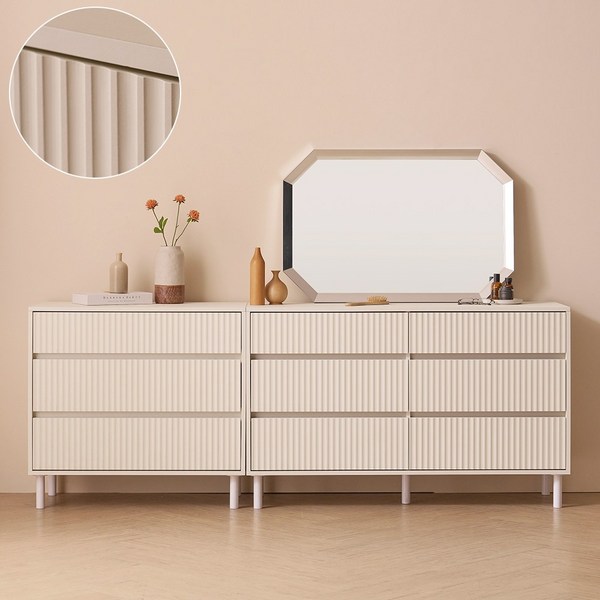  [단독판매] 아모르 리브보드템바 와이드 3단 서랍장 1200 수납 화장대 E0등급 EAPL003 EAPL002, 02.바닐라화이트 