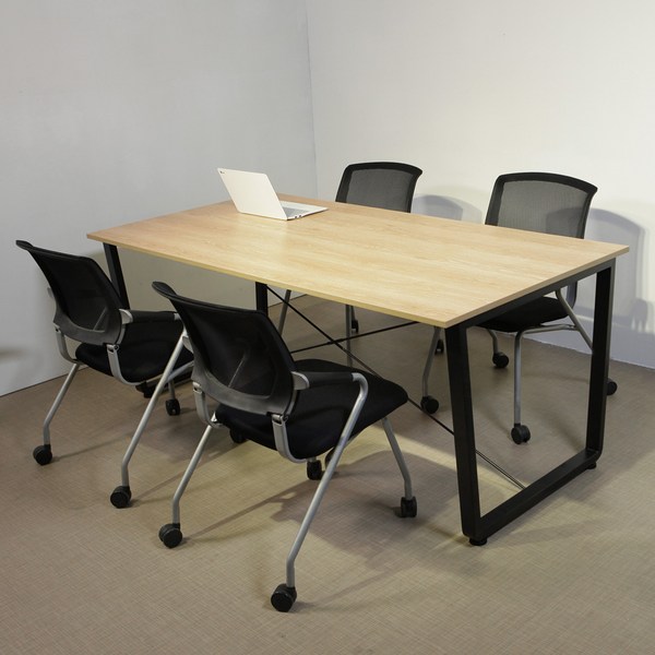 몬스터오피스 스틸 회의테이블 1800, 원목상판+블랙프레임