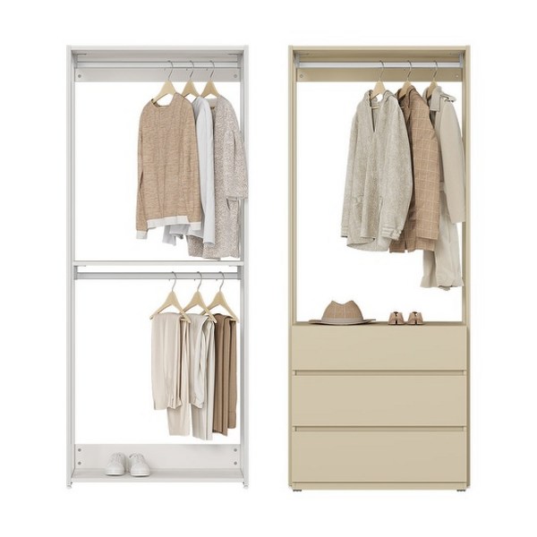  한샘 스테이 드레스룸 84cm 단독형 10종, 컬러 화이트 / 모듈:B형 : 긴옷행거형(B) 