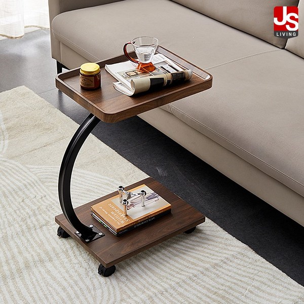 JS리빙 이동식 원목 사이드 테이블 책상 브라운 노보 협탁 티테이블 바퀴 [MD: dke_201*e1], 노보 사이드테이블 (단품)