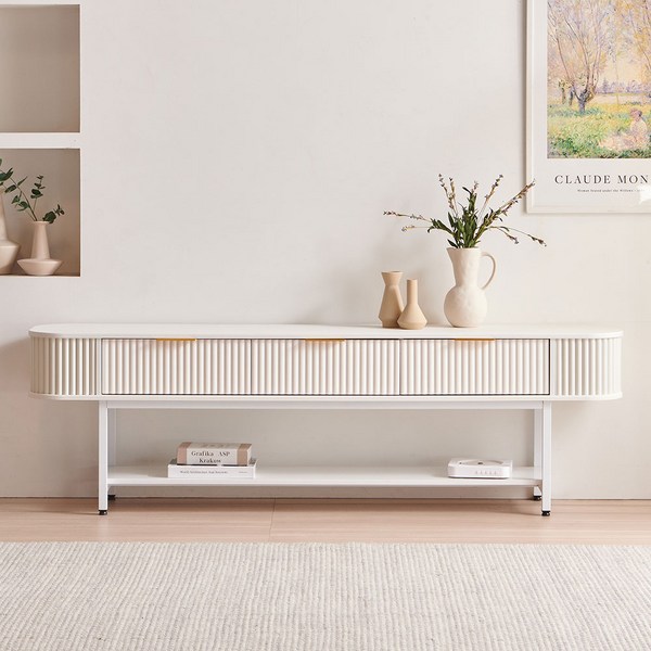 크록 1800 템바보드 거실 tv 다이 선반 장식장 높은 거실장, 아이보리