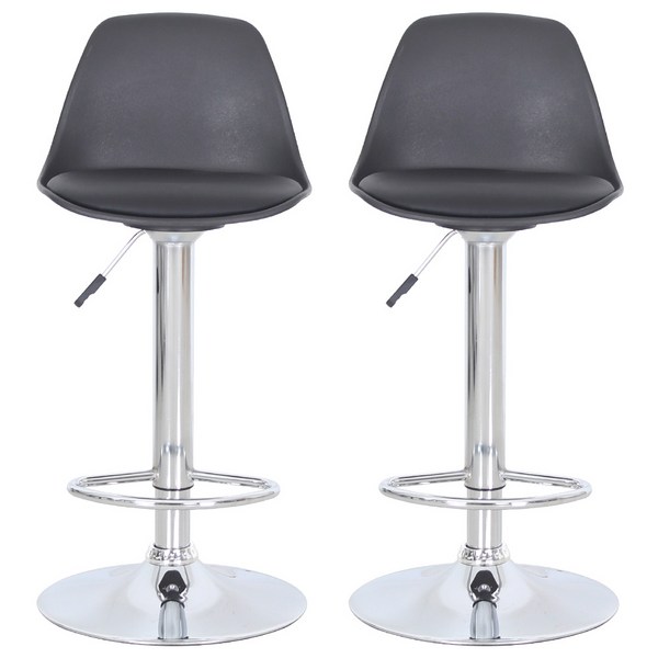 베스트렉 A121 심플 바의자 1+1 아일랜드식탁의자 바텐, 블랙_크롬베이스, 2개
