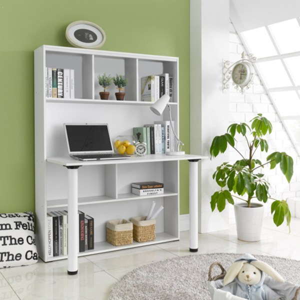  메이드 편수책상세트, 화이트, 상판 (1100 x 700 mm) + 책장 (1135 x 220 x 1500 mm) 