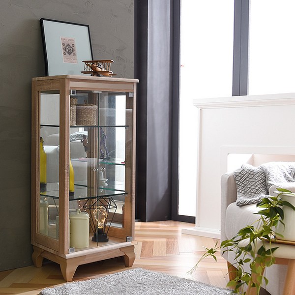 모던탑21 이지-프리미엄 500-3단 유리장식장 거실진열장 양주장, 브라운