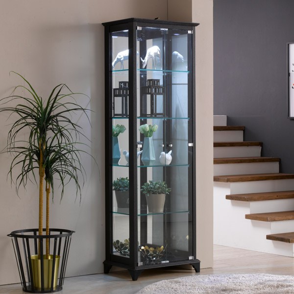제이에스몰 아로마강화유리장식장 장식장, 5단-소(600)조명설치-블랙