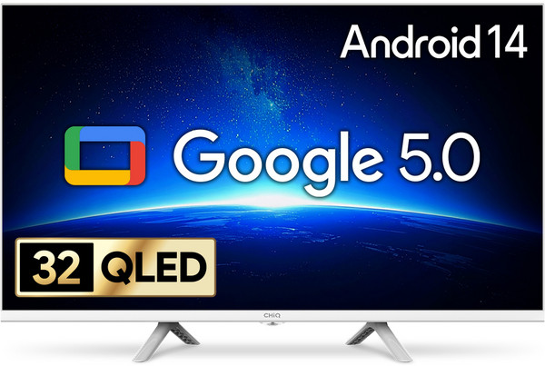 더함 CHiQ FHD QLED 화이트에디션 돌비 AI 구글 5.0 스마트TV, NA321QLED, 고객직접설치, 스탠드형, 81cm(32인치)
