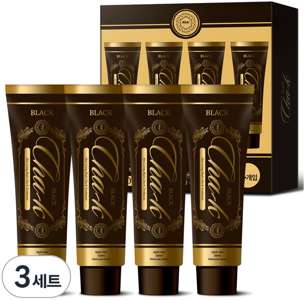 아케이 리빙 블랙 차크치약 4개입, 400g, 3세트